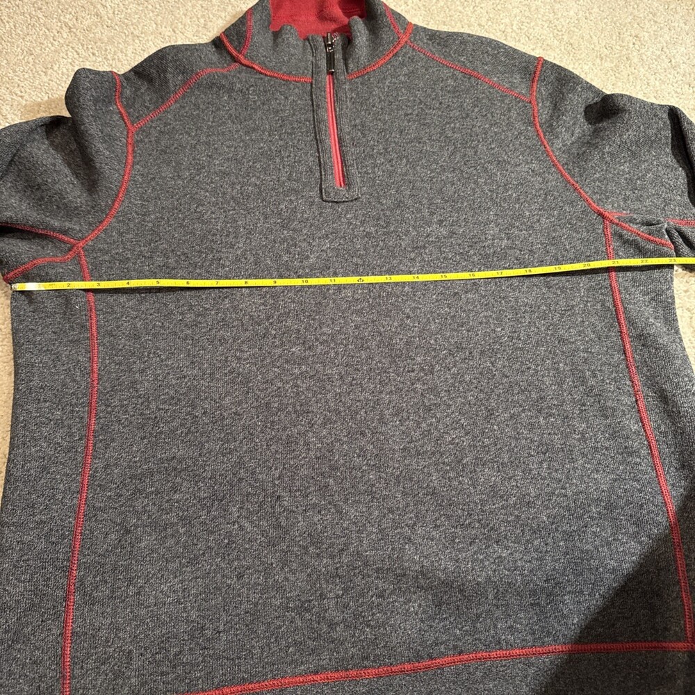 Tommy Bahama Reversible Quarter Zip Pullover Mens Medium Dark Grey/Burgundy Wine - Picture 8 of 9